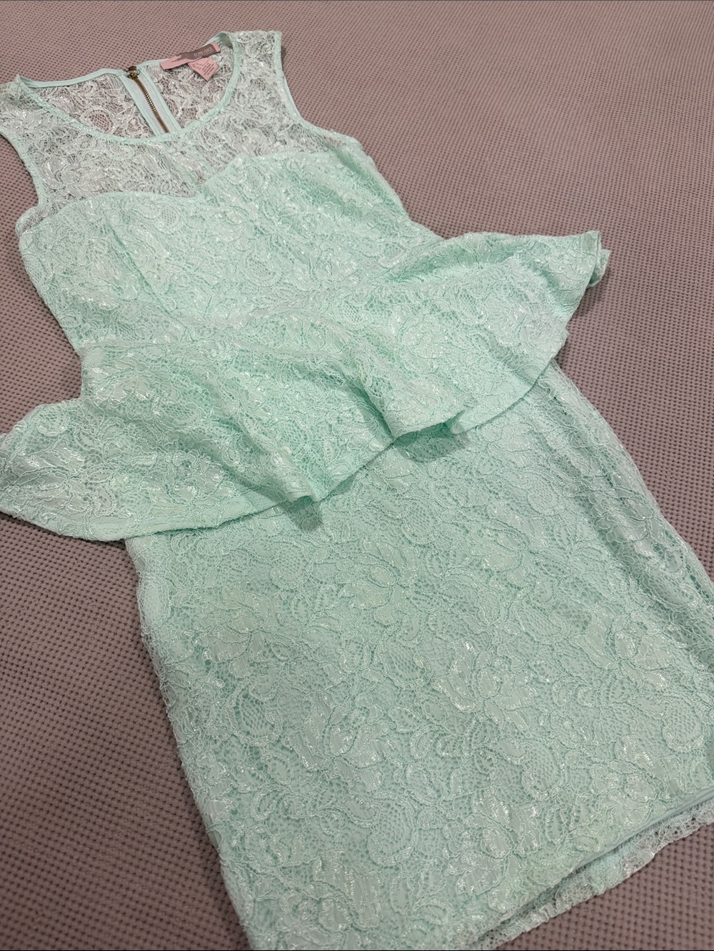 Forever 21 Mint Lace Peplum Mini Dress